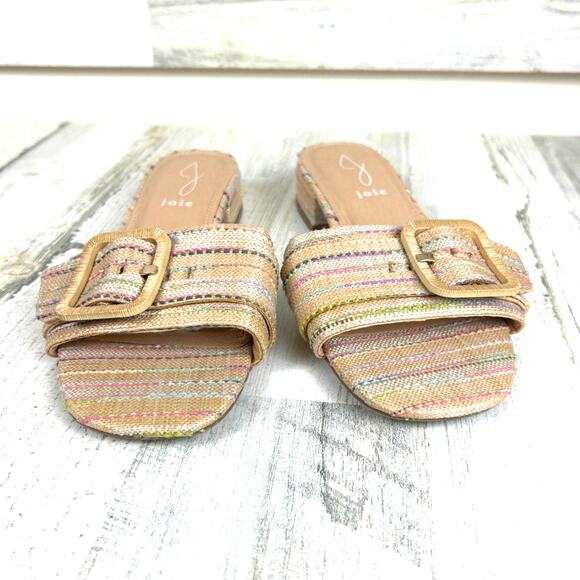 Joie Womens 7.5 Claire Multicolor Stripe Woven Buckle Flat Sandals Casual Summer - Picture 4 of 8